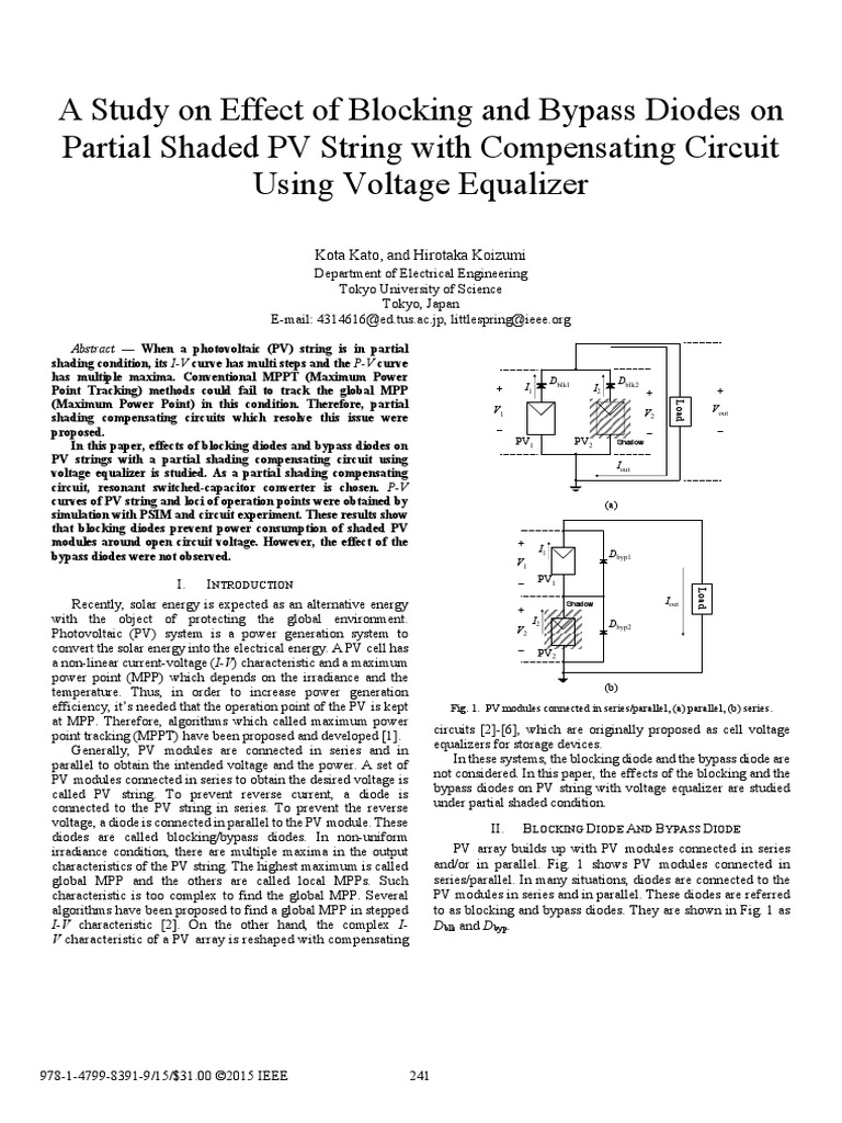 A Study On Effect of Blocking and Bypass Diodes On Partial Shaded PV