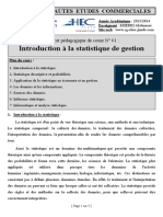 Introduction À La Statistique de Gestion: Ecole Des Hautes Etudes Commerciales