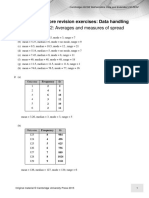 Worksheet 12: Averages and Measures of Spread: Answers To Core Revision Exercises: Data Handling