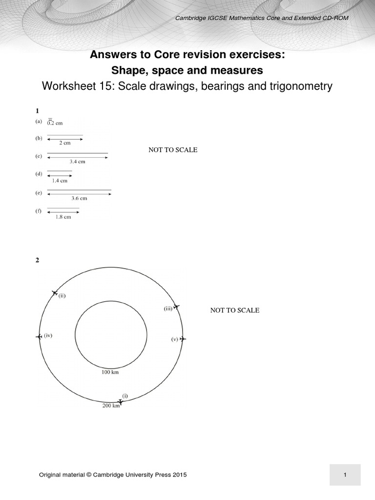 Worksheet 15 Scale Drawings, Bearings and Trigonometry Answers To Core Revision Exercises
