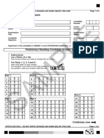 B1 Preliminary Reading Sample Answer Sheet