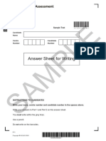 B1 Preliminary Writing Sample Answer Sheet