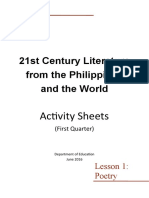 21st Century Literature From The Philippines and The World: Activity Sheets