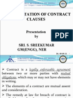 Implimentation of Contract Clauses: Presentation by Sri. S. Sreekumar GM (Engg), Ner