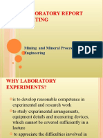 Laboratory Report Writing: Mining and Mineral Processing Engineering