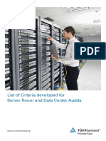List of Criteria Developed For Server Room and Data Center Audits