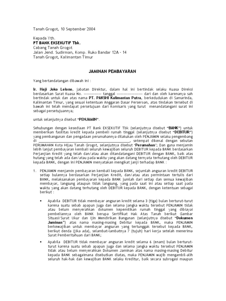 Contoh Surat Kuasa Tanah Untuk Jaminan Bank - Simak Gambar 