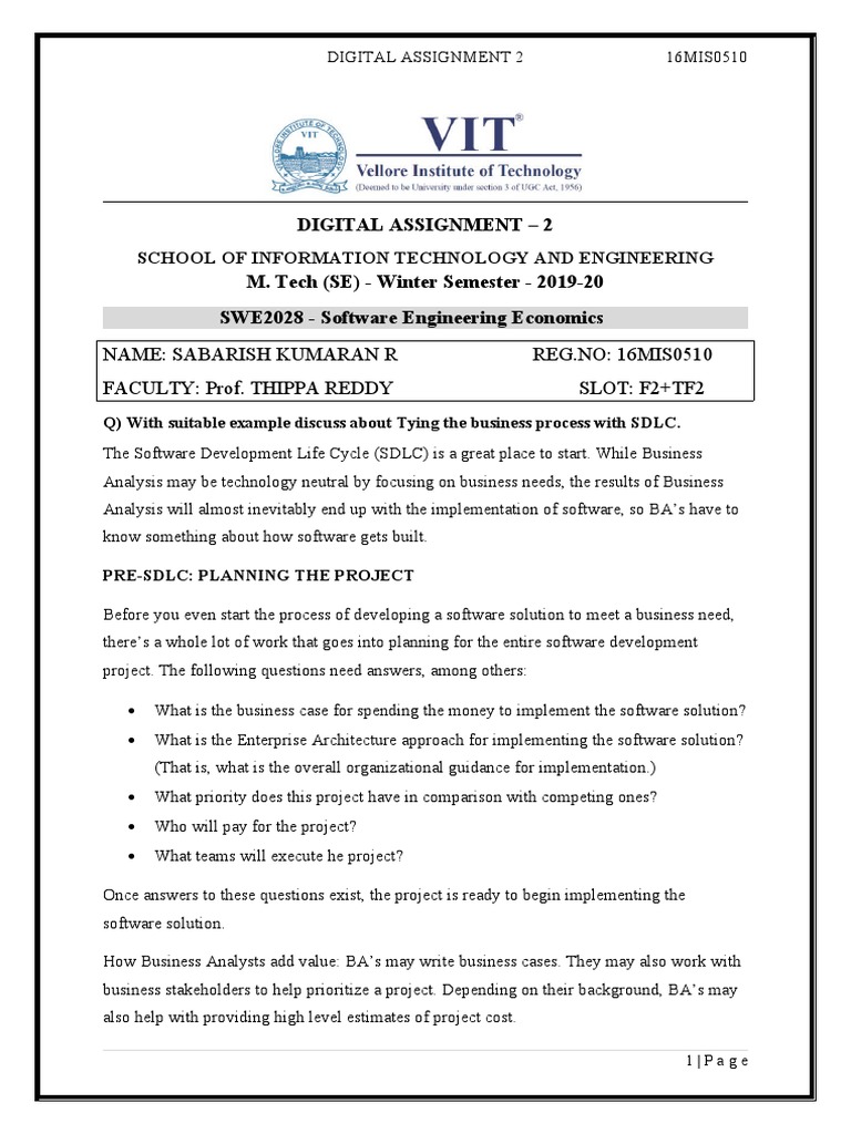 Digital Assignment - 2 M. Tech (SE) - Winter Semester - 2019-20 SWE2028 ...