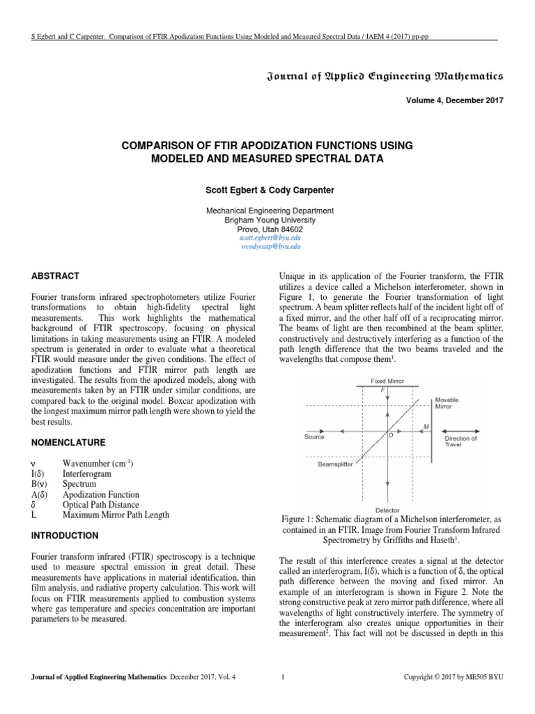 Comparison of Ftir Apodization Functions Using Modeled and Measured ...