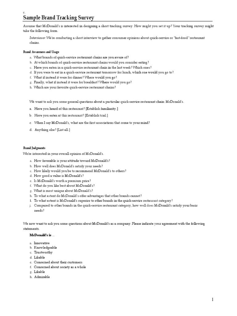 McDonald's Brand Tracking Survey Template | PDF | Fast Food | Brand