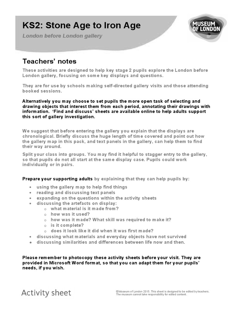 KS2: Stone Age To Iron Age: Teachers' Notes | PDF | Stone Age | Archaeology