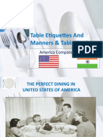 Table Etiquettes and Manners & Table Settings: America Compared To India