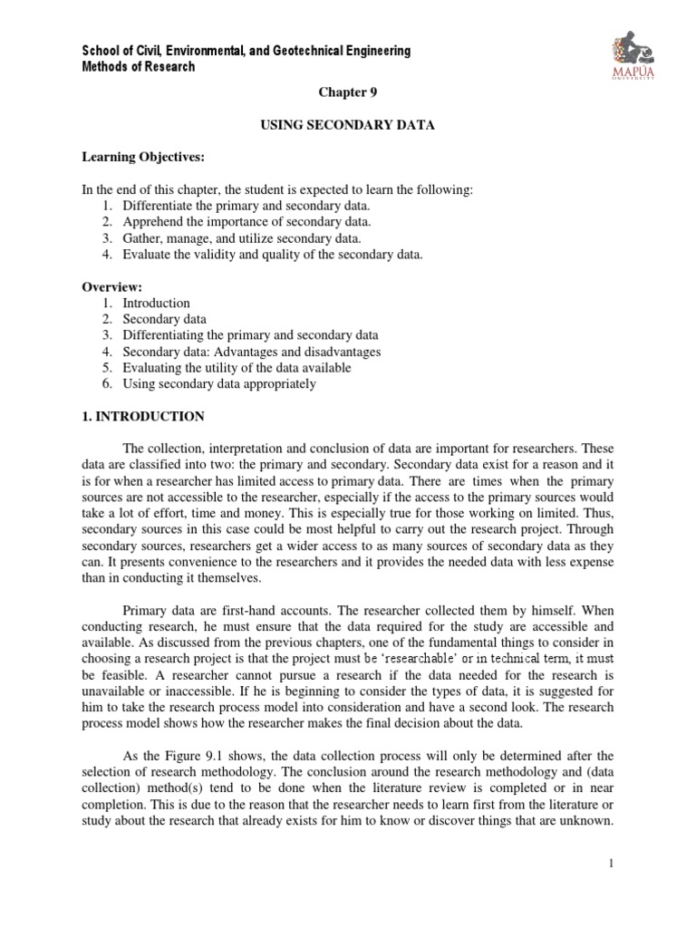 Using Secondary Data in Research | PDF | Primary Sources | Data