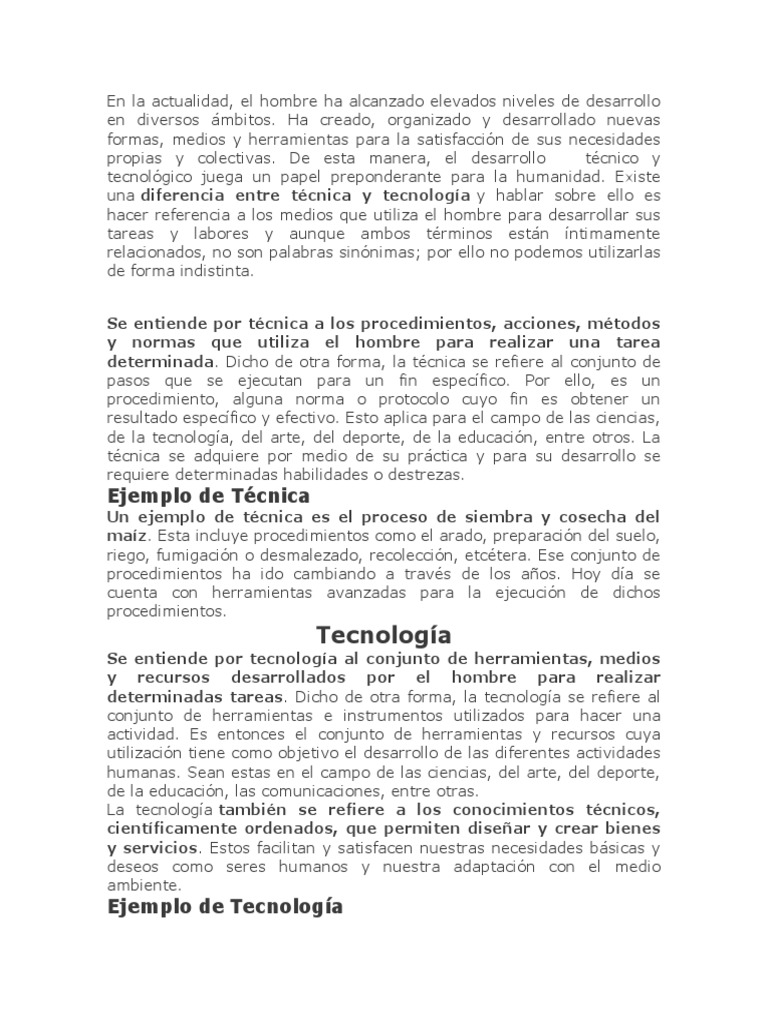 Diferencia Entre Tecnica y Tecnologia | PDF | Herramientas | Science