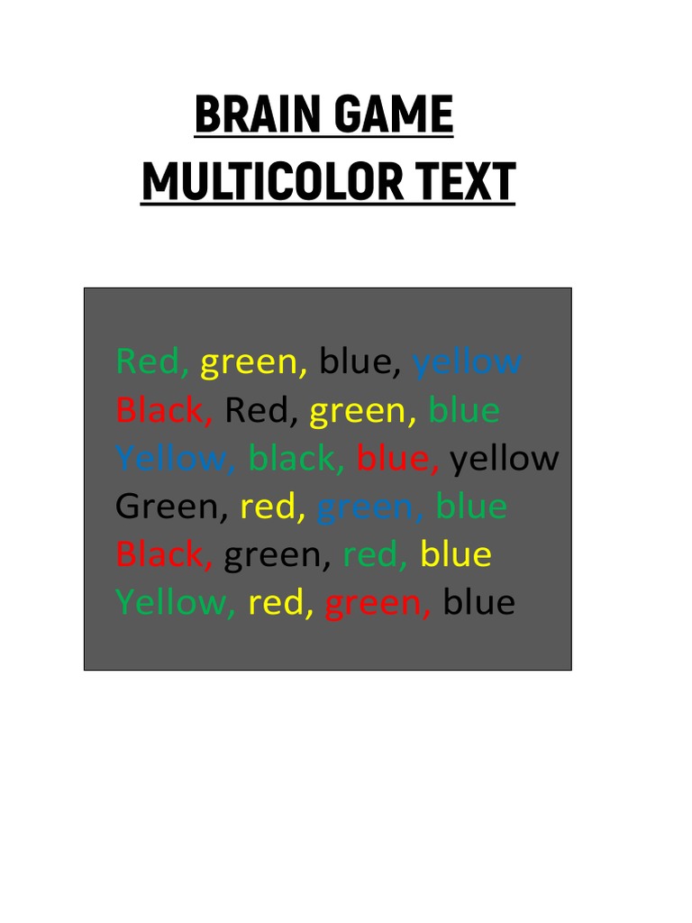 Multicolor Brain Game Questions PDF | PDF | Cooking, Food & Wine | Wellness