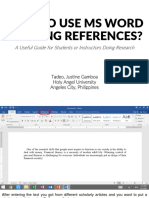 How To Use Ms Word in Citing References?: A Useful Guide For Students or Instructors Doing Research