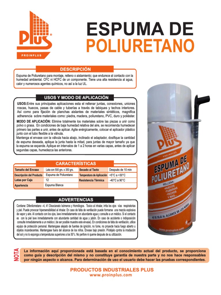 Ficha Tecnica Espuma de Poliuretano PDF Poliuretano Clorofluorocarbono