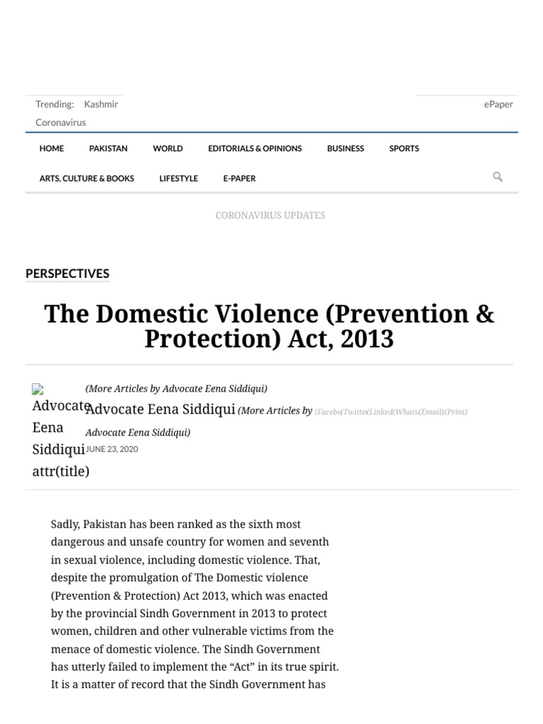 The Domestic Violence (Prevention &amp; Protection) Act, 2013 | PDF ...