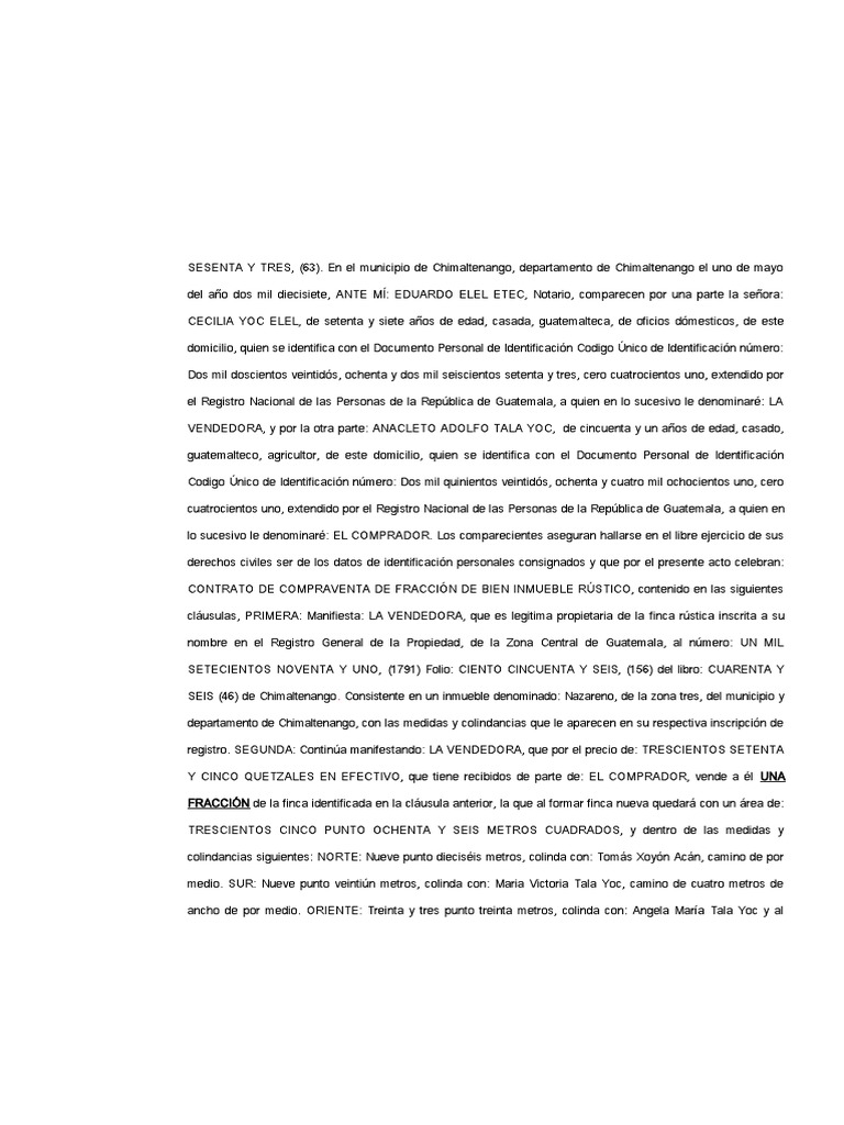 Compraventas Elel Tubac Guatemala Propiedad