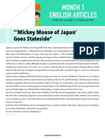 " Mickey Mouse of Japan' Goes Stateside": Month 1 English Articles