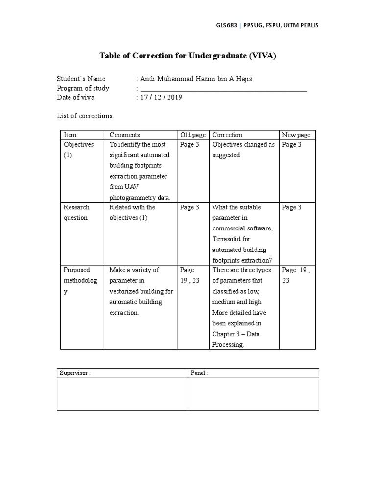 Correction Table for VIVA Submission | PDF | Computers