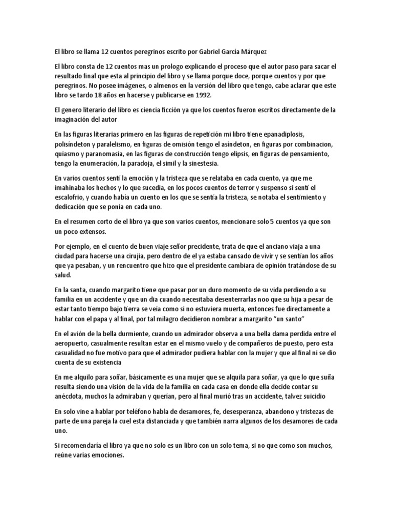 El Libro Se Llama 12 Cuentos Peregrinos Escrito Por Gabriel García ...
