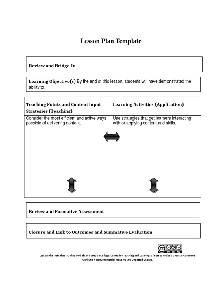 Lesson Plan Template: Review and Bridge-In Learning Objective(s) | PDF ...
