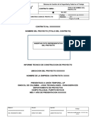 ANEXO 03 Formato Modelo Informe Tecnico de Construccion Proyectos para  Contratistas | PDF | Fundación (Ingeniería) | Sectores Economicos