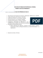 Guia Aprendizaje # 3 Servicio y Atencion Al Cliente