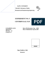 Experiment No. 5 Centrifugal Fan