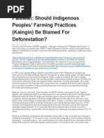 Palawan: Should Indigenous Peoples' Farming Practices (Kaingin) Be Blamed For Deforestation?