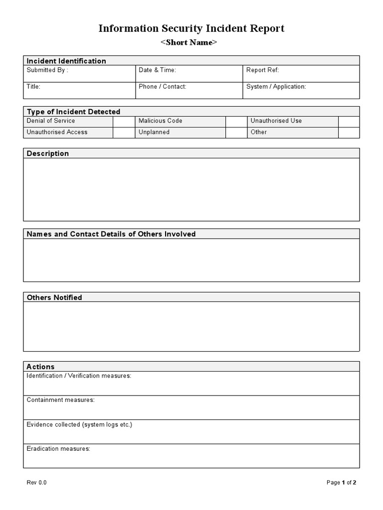 ISMS Incident Report Form PDF