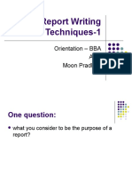 Report Writing Techniques-1: Orientation - BBA ACE Moon Pradhan