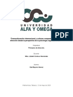 Transculturación Internacional y Culturas Comparadas en Dirección Desde La Perspectiva de La Psicología Organizacional