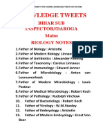 Knowledge Tweets: Bihar Sub Inspector//Daroga Mains Biology Notes