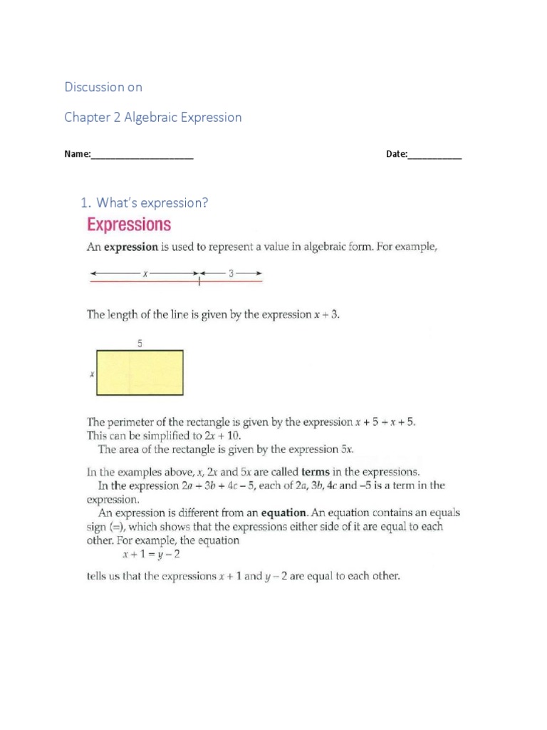 Algebra Expressions Practice | PDF