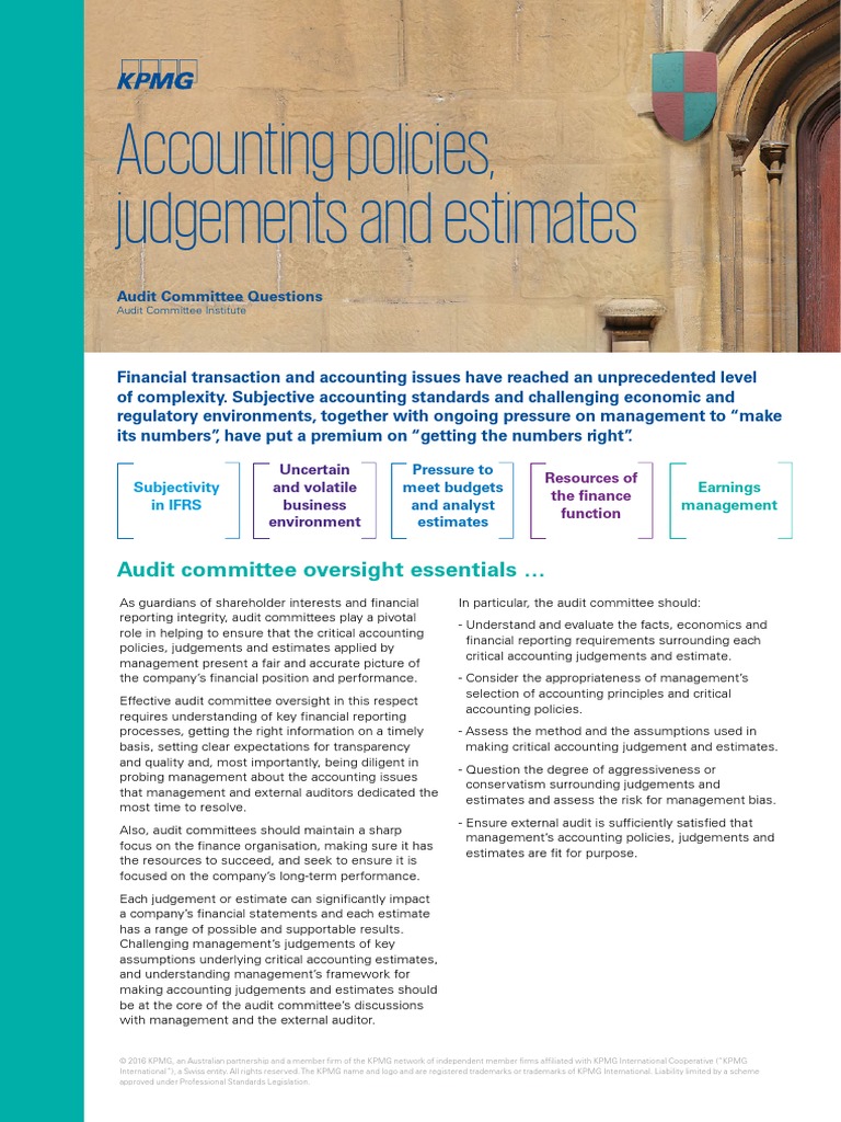 Aci Au Accounting Policies Judgement Estimates PDF Audit Committee Accounting