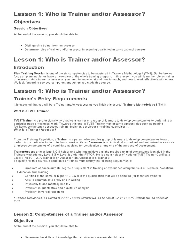 Understanding Trainers and Assessors | PDF | Learning Styles ...
