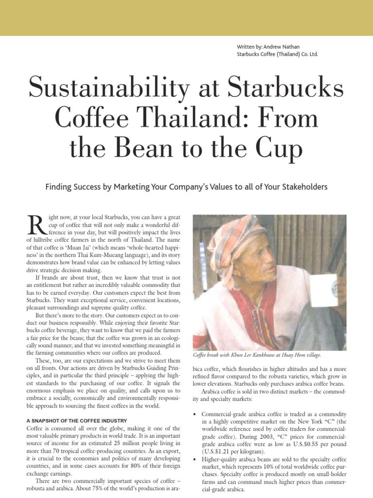 Sustainability At Starbucks Coffee Thailand Pdf Fair Trade Coffee