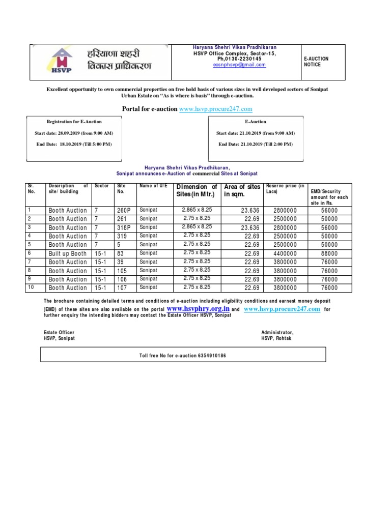 E Auction Sonipat 21 10 2019 Auction Debit Card