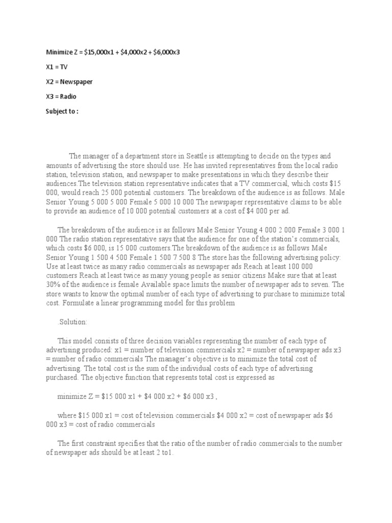 Optimal Advertising Allocation: A Linear Programming Model to Minimize ...