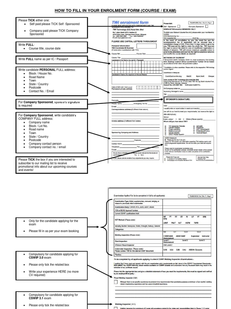 How To Fill in Your Enrolment Form | PDF | Business