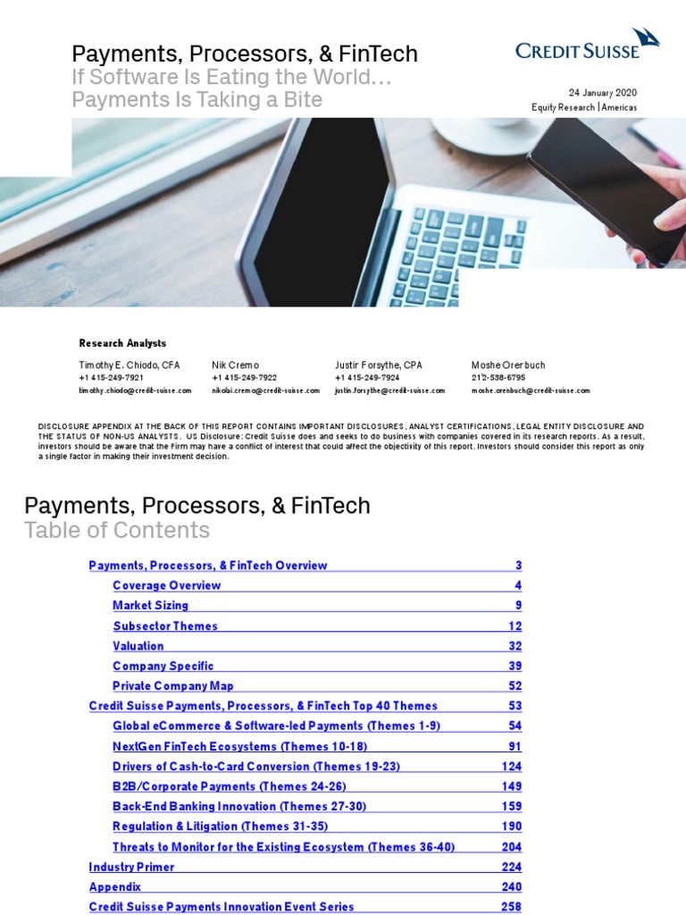 Credit Suisse Nice Report Payments Processors Fintech Usa Debit Card Visa Inc