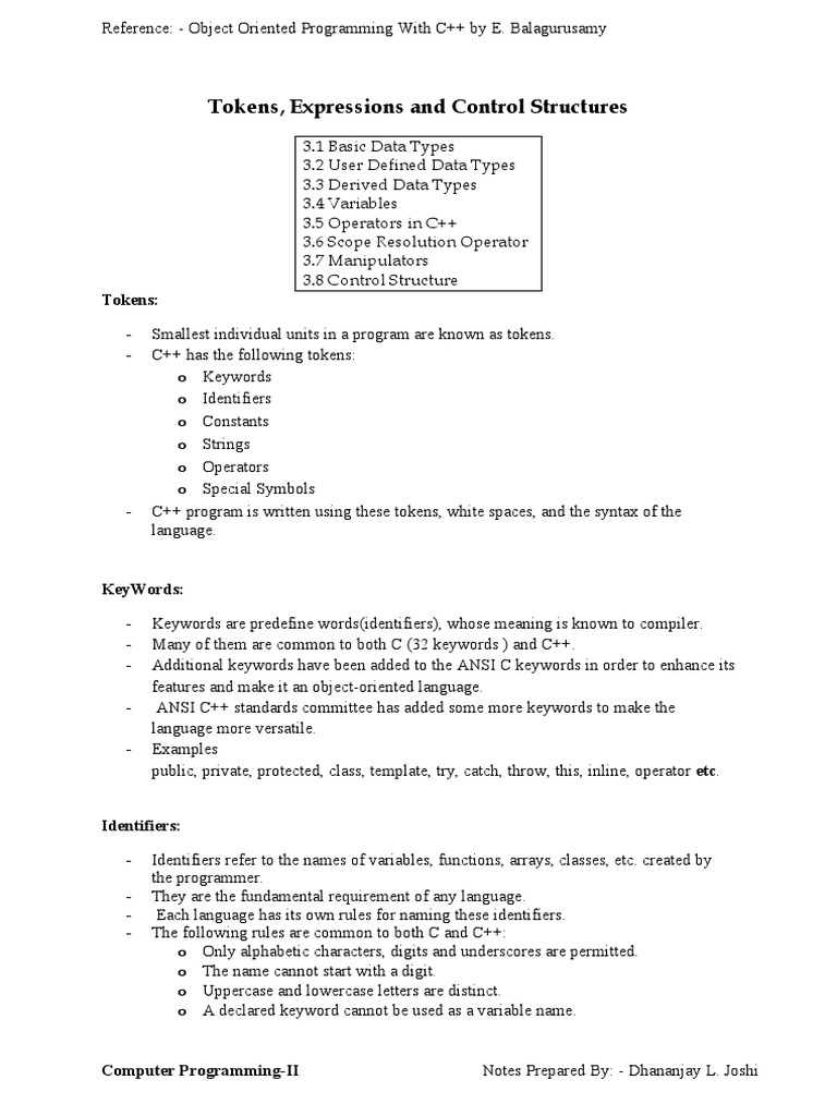 Data Types, Variables, Constants, and Operators in C++ | PDF | Control ...