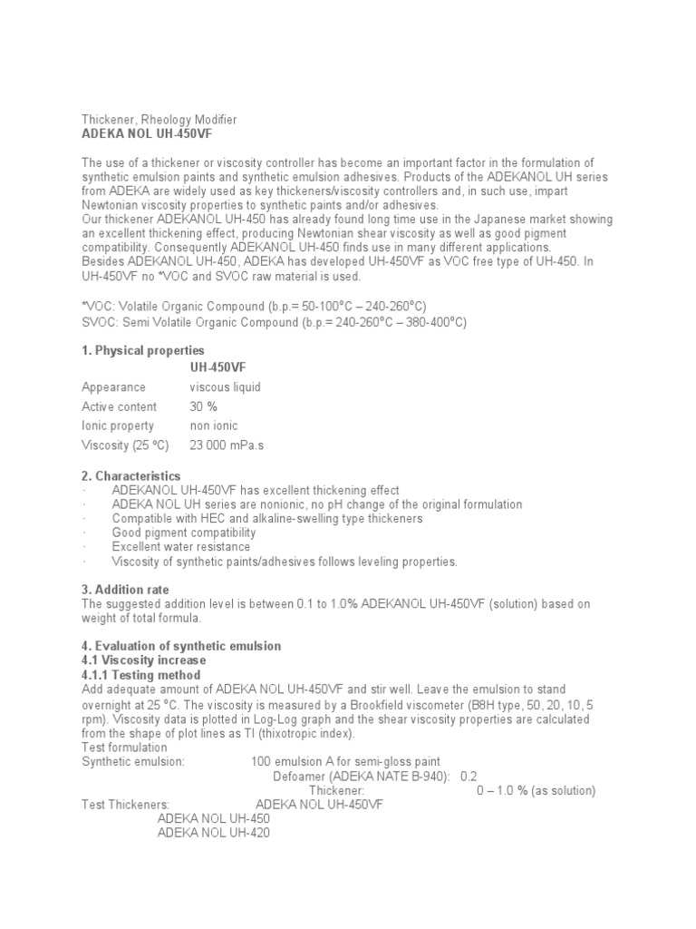 Adeka Nol Uh450Vf o o o o PDF Paint Rheology