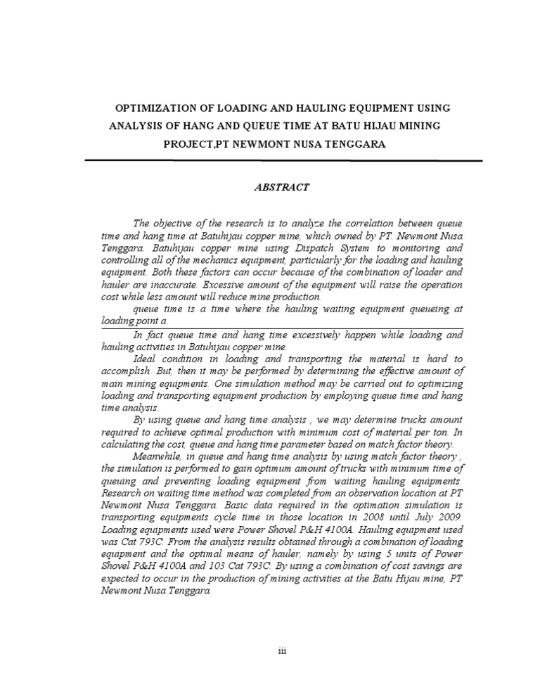 Optimization of Mining Equipment Usage | PDF | Science & Mathematics