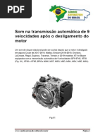 Clicando no som da transmissão automática de 9 velocidades após o desligamento do motor