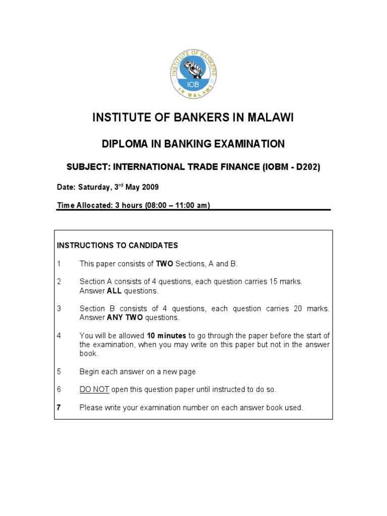 International Trade Finance Exam Paper | PDF | Exchange Rate | Banks