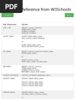 SQL Quick Reference From W3Schools: Previous Next