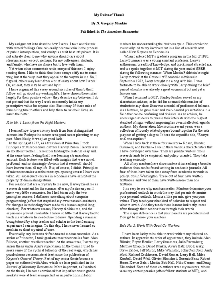 My Rules of Thumb PDF Business